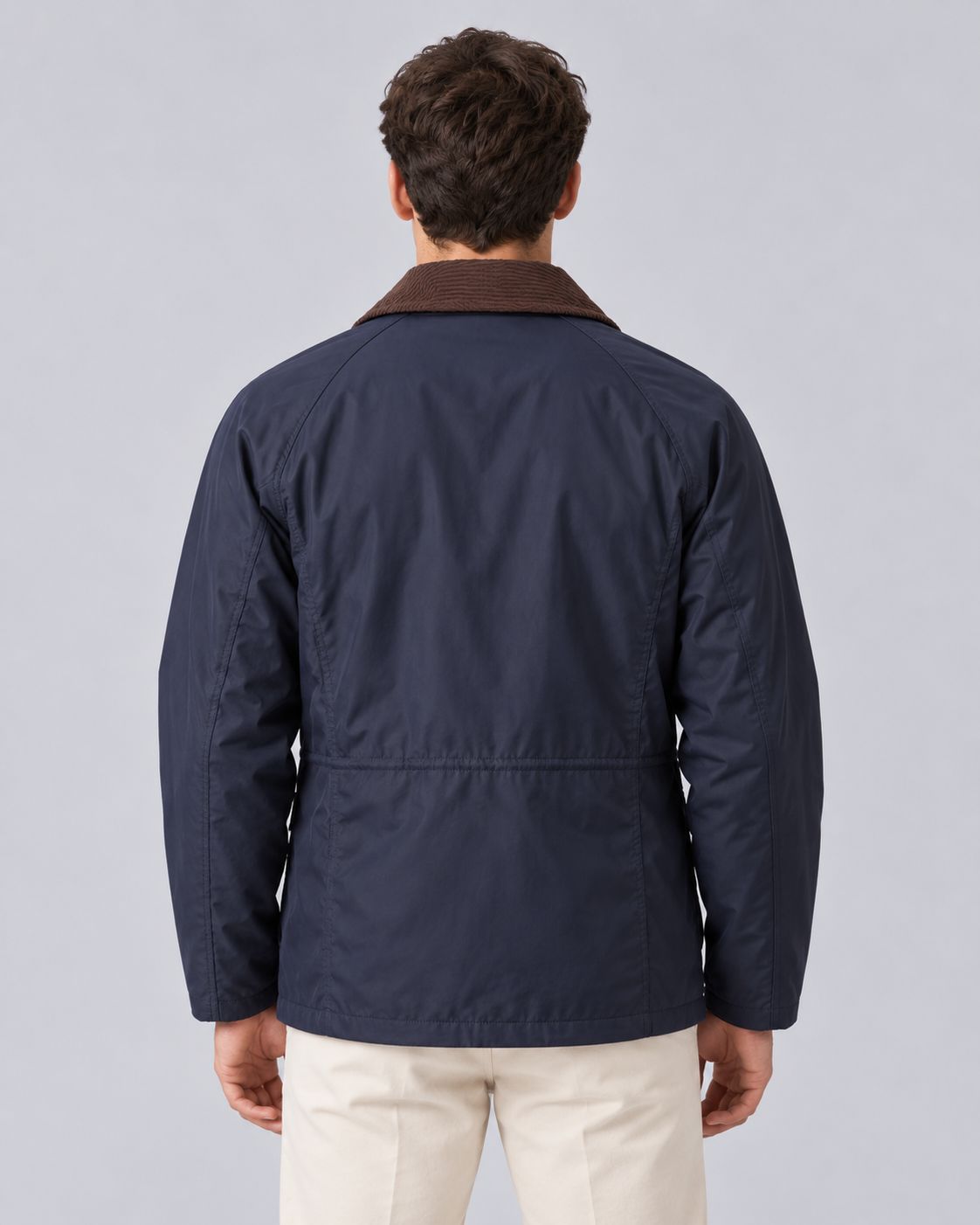 Men's Barn Jacket in Polyester – Contrast Collar, Front Zip, Relaxed Fit