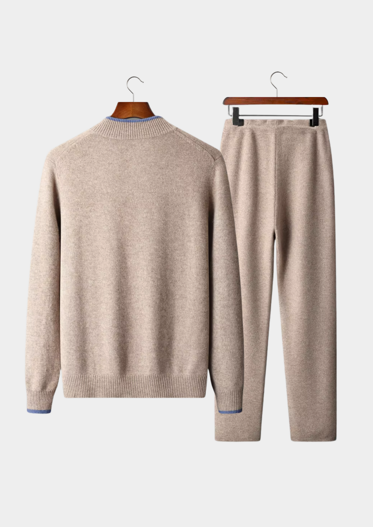 Men's 100% Merino Wool Tracksuit with Zip-Up Jacket and Drawstring Joggers