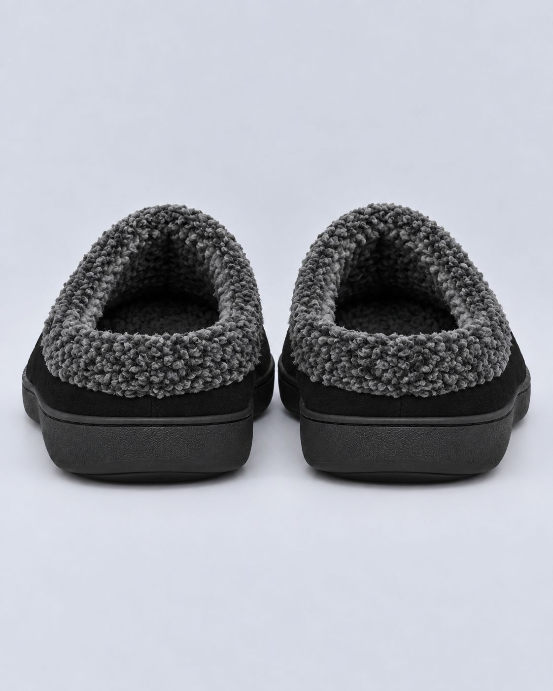 Men's Suede Slippers – Fleece-Lined, Backless Slip-On with TPR Sole