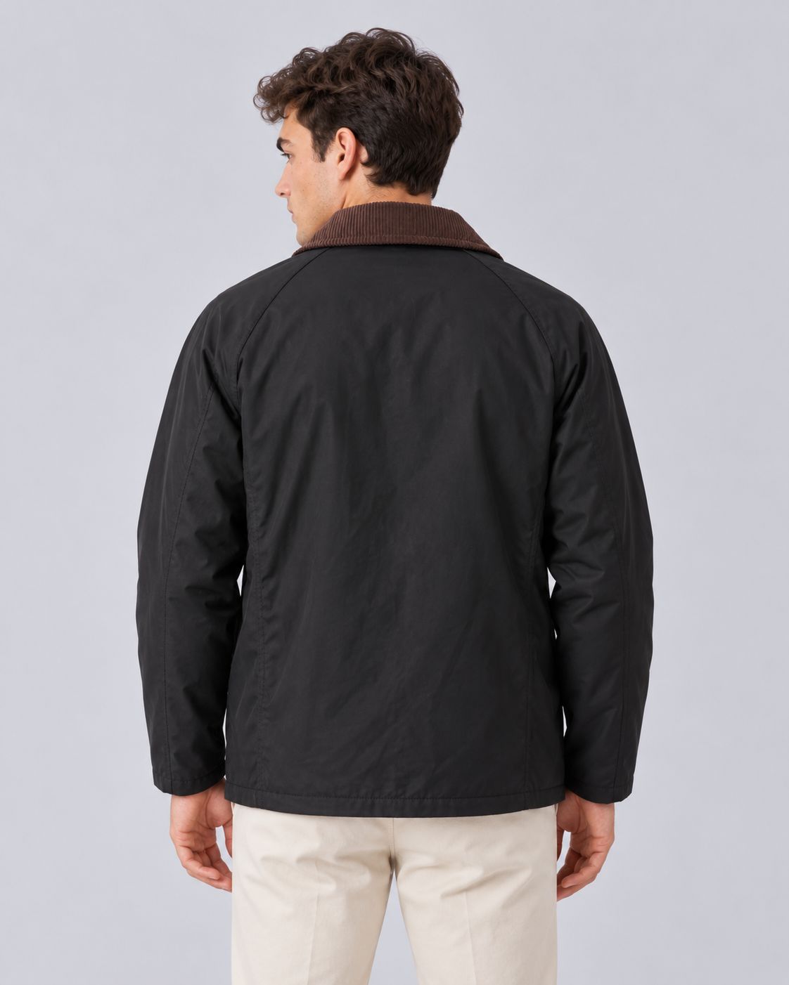 Men's Barn Jacket in Polyester – Contrast Collar, Front Zip, Relaxed Fit