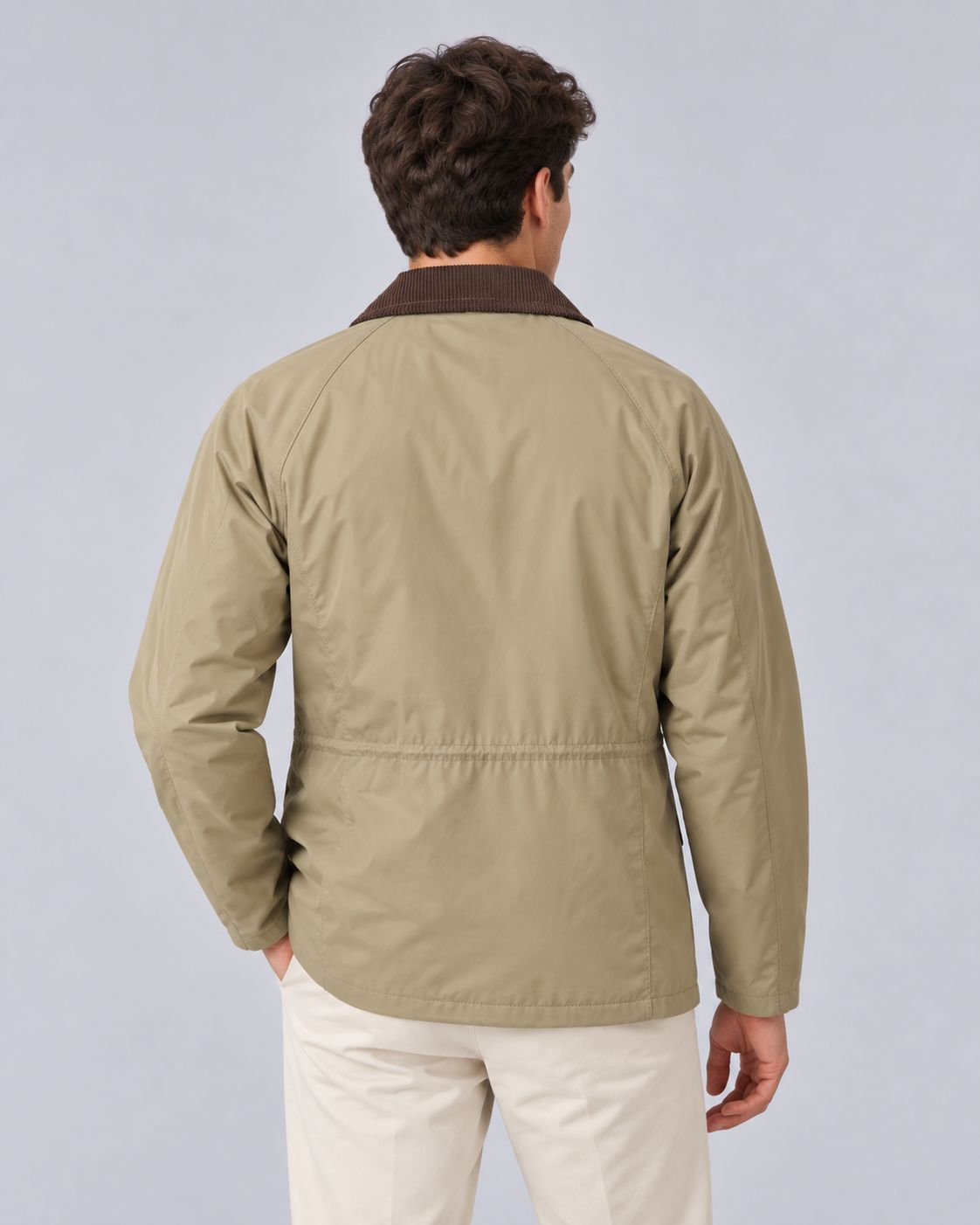 Men's Barn Jacket in Polyester – Contrast Collar, Front Zip, Relaxed Fit