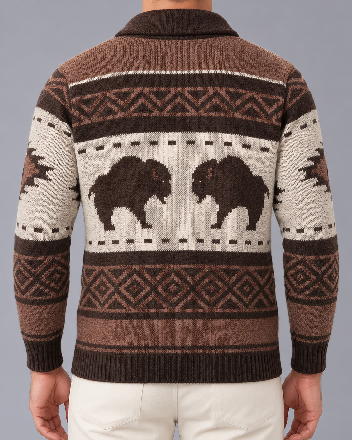Men's Retro Buffalo Print Winter Cardigan | Christmas Cardigan | Festive