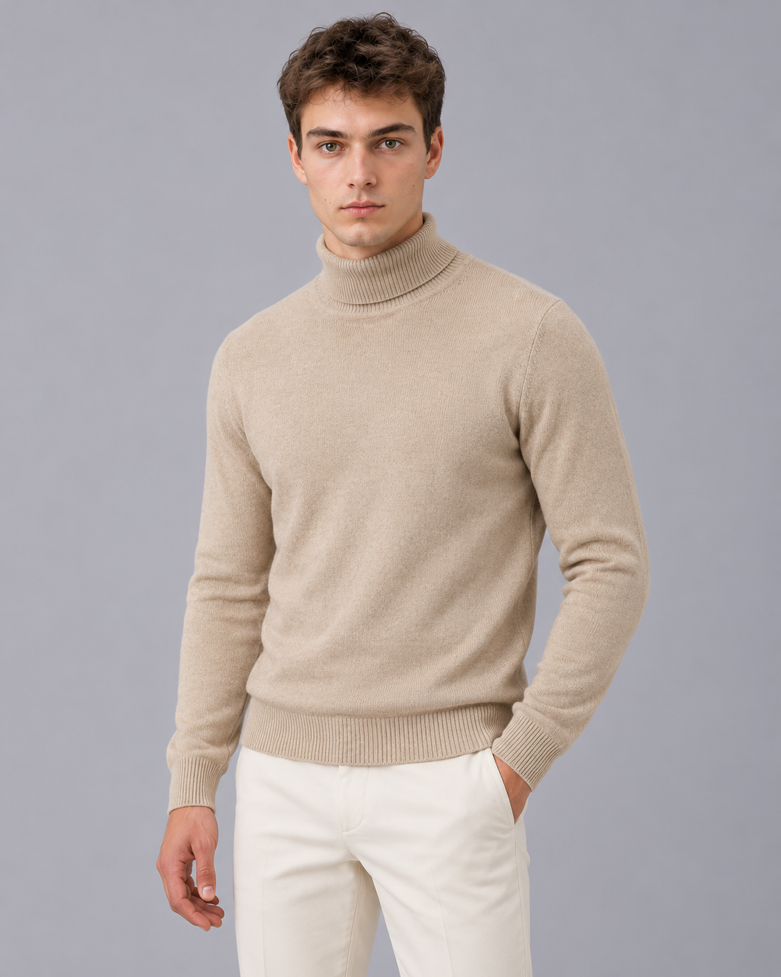Men's Merino Wool Roll Neck Jumper