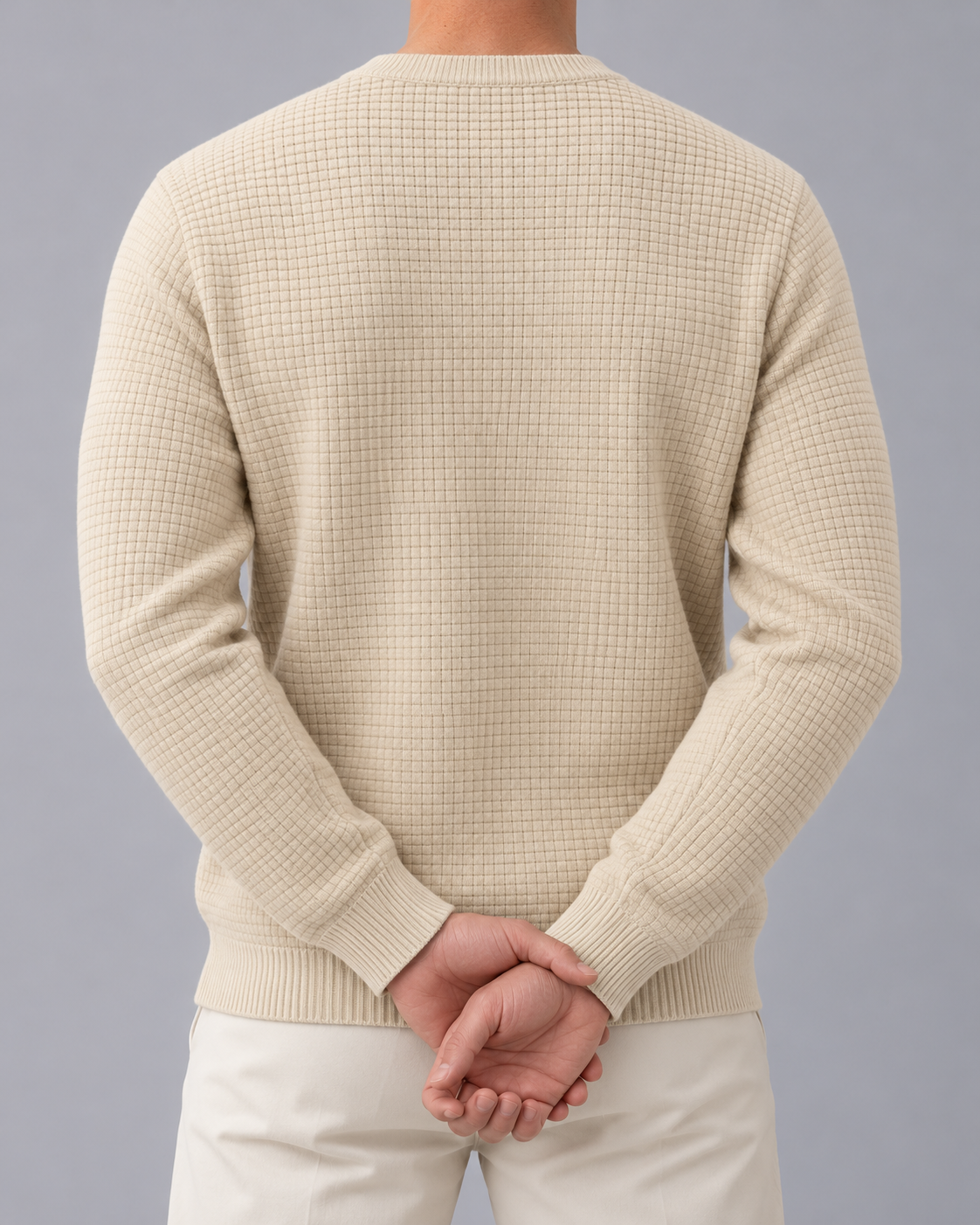 Men's Waffle-Knit Crew Neck Jumper