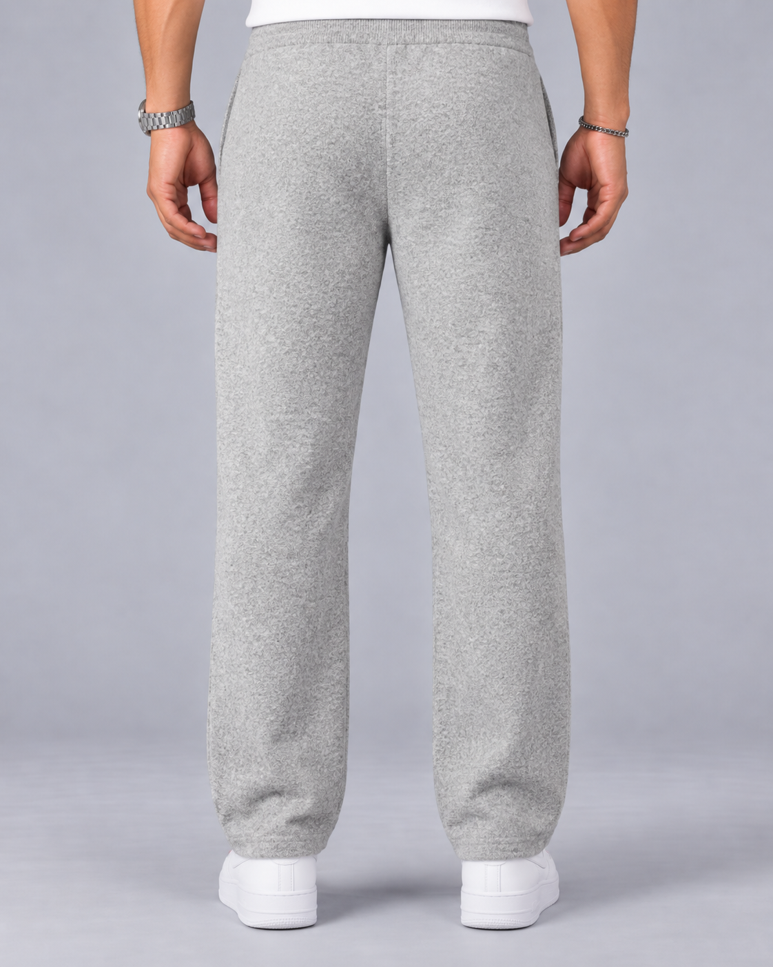 Men's 100% Cashmere Wide Leg Trousers with Drawstring Waist