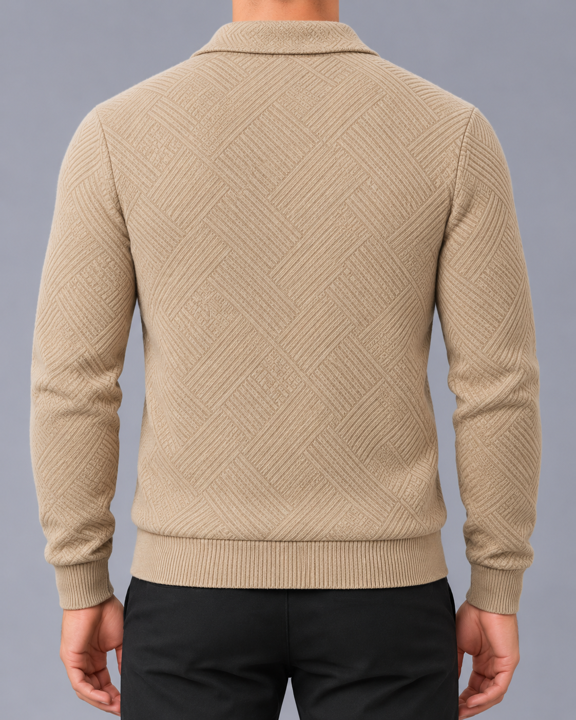 Men's Textured Zip-Up Jacket with Collar