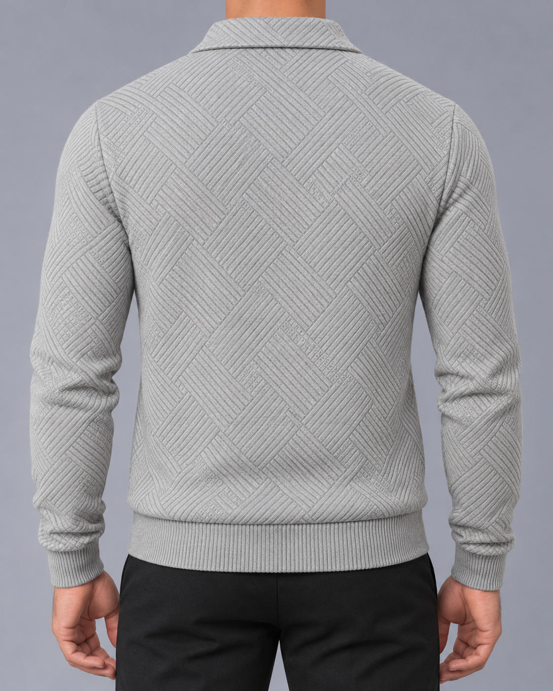 Men's Textured Zip-Up Jacket with Collar