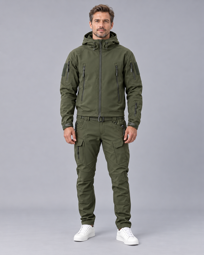 Men's Waterproof Jacket and Trousers Set – Fleece-Lined, Hooded, Windproof, 5000 mm