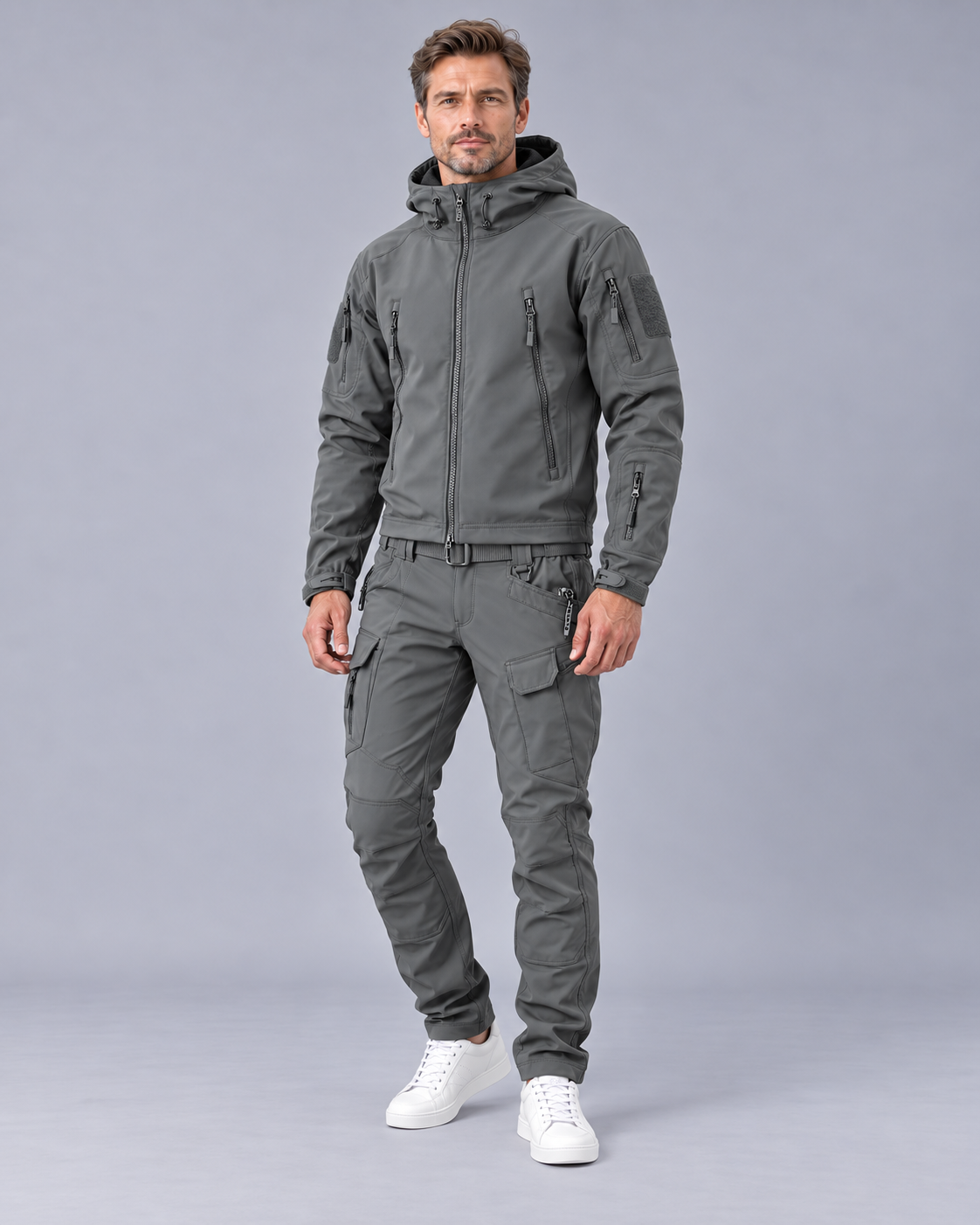 Men's Waterproof Jacket and Trousers Set – Fleece-Lined, Hooded, Windproof, 5000 mm