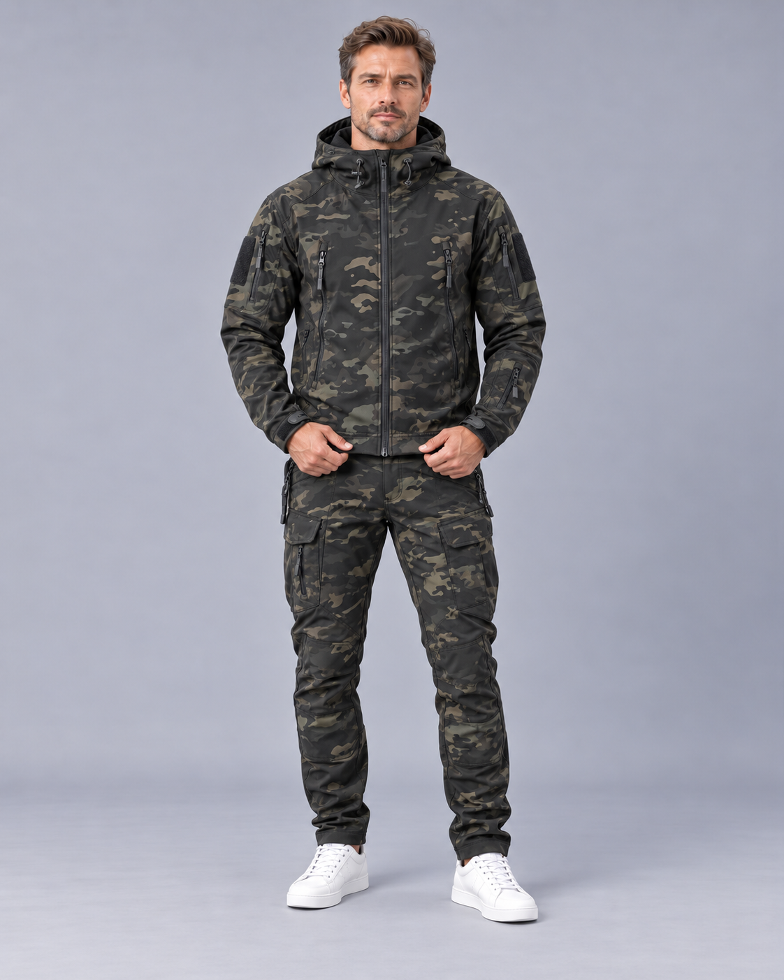 Men's Waterproof Jacket and Trousers Set – Fleece-Lined, Hooded, Windproof, 5000 mm