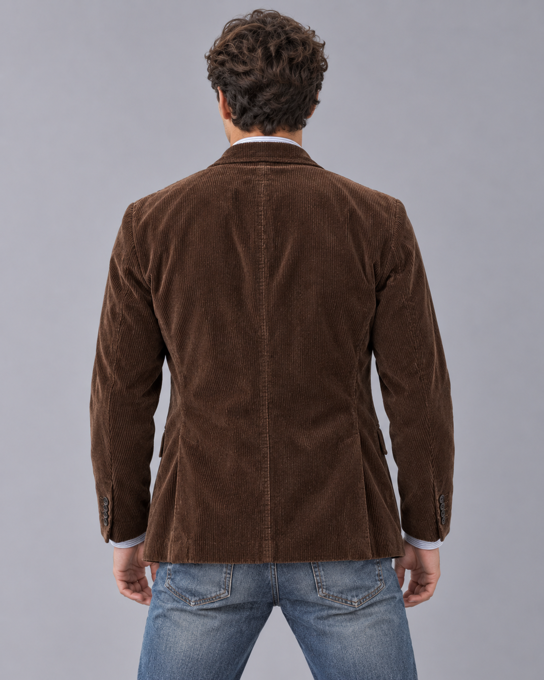 Men's Corduroy Jacket – Blazer Style, Notch Lapels, Button-Up, Flap Pockets