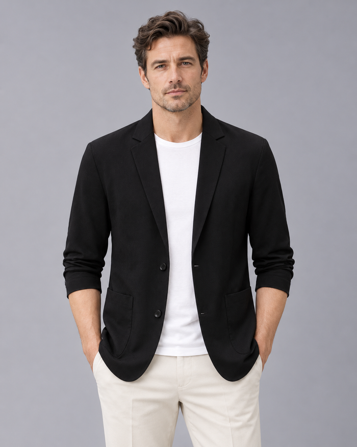 Men's Lightweight Blazer – Casual Blazer Jacket with Two Buttons, Notch Lapels and Patch Pockets