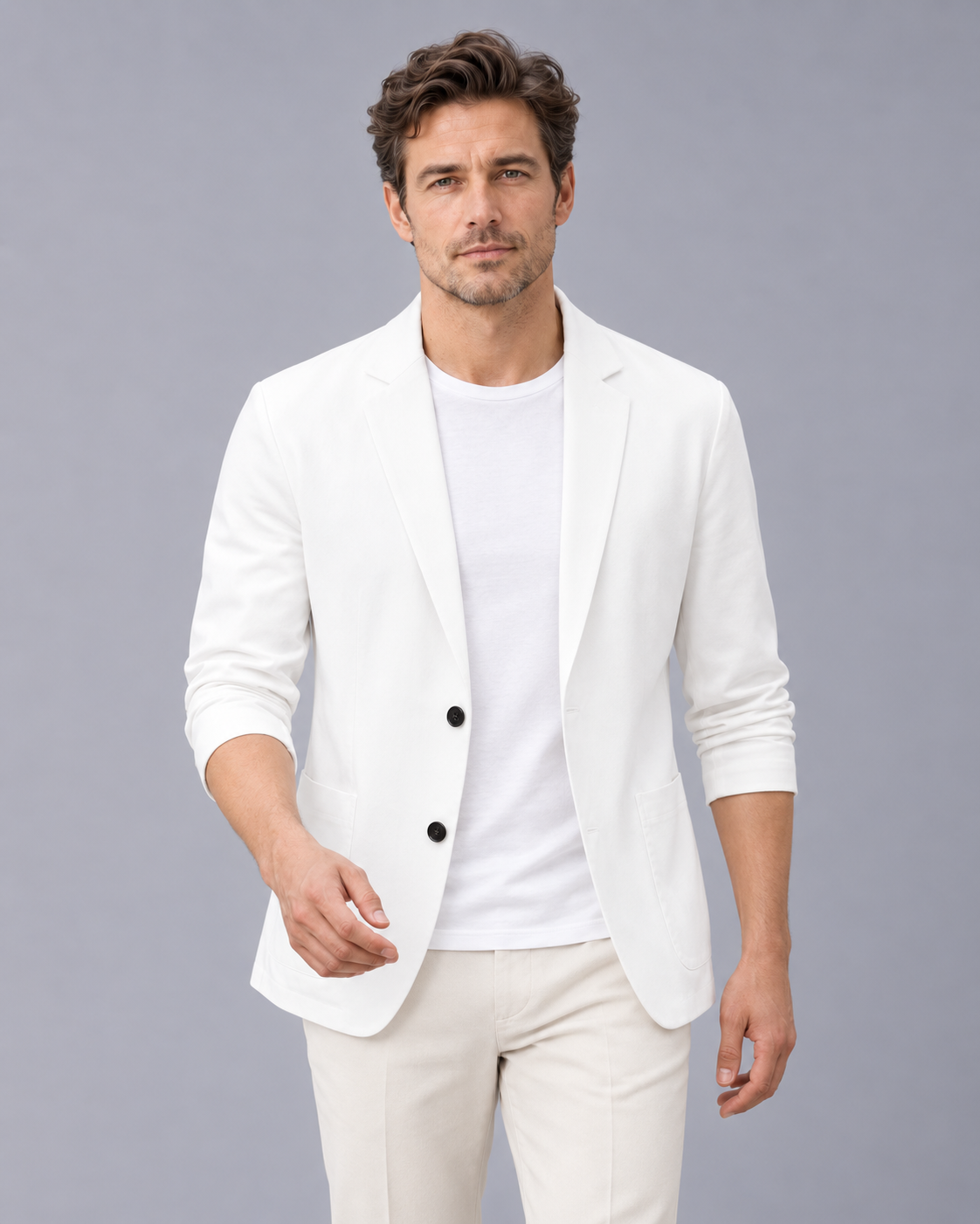 Men's Lightweight Blazer – Casual Blazer Jacket with Two Buttons, Notch Lapels and Patch Pockets