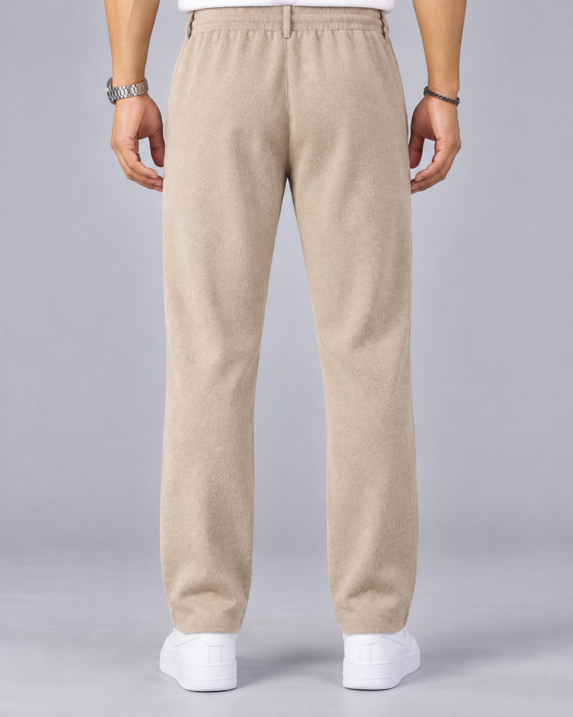 Men's 100% Cashmere Trousers with Drawstring Waist and Pintuck Seams