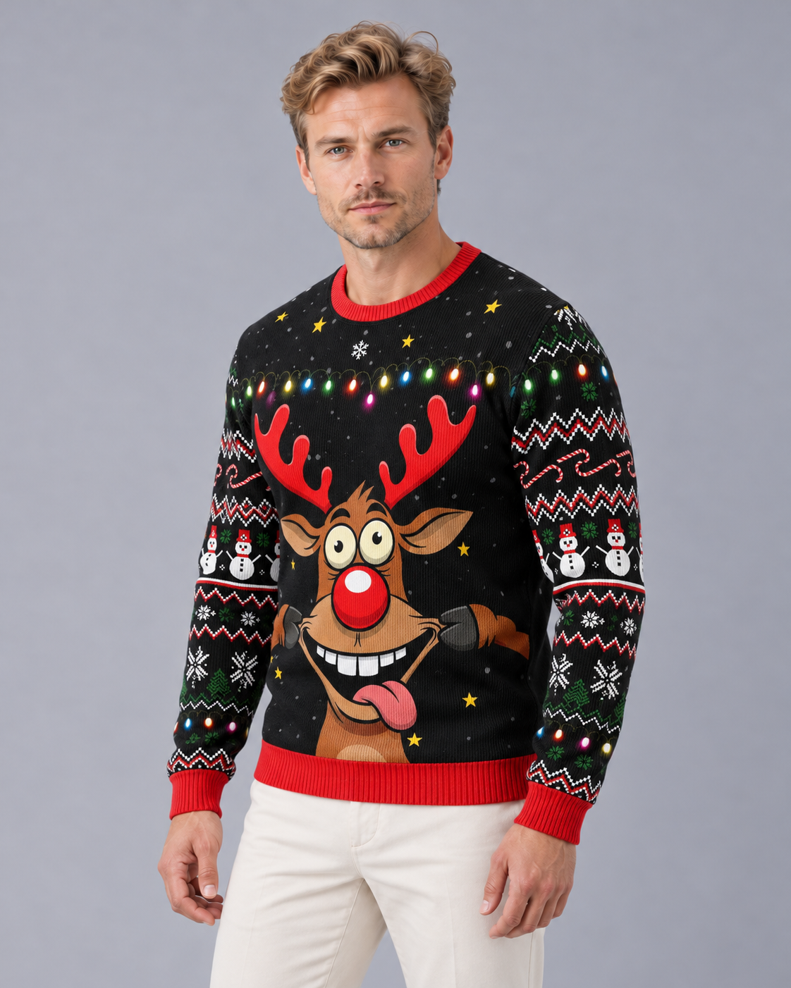Men's Funny Christmas Jumper with Novelty Print | Festive Sweater