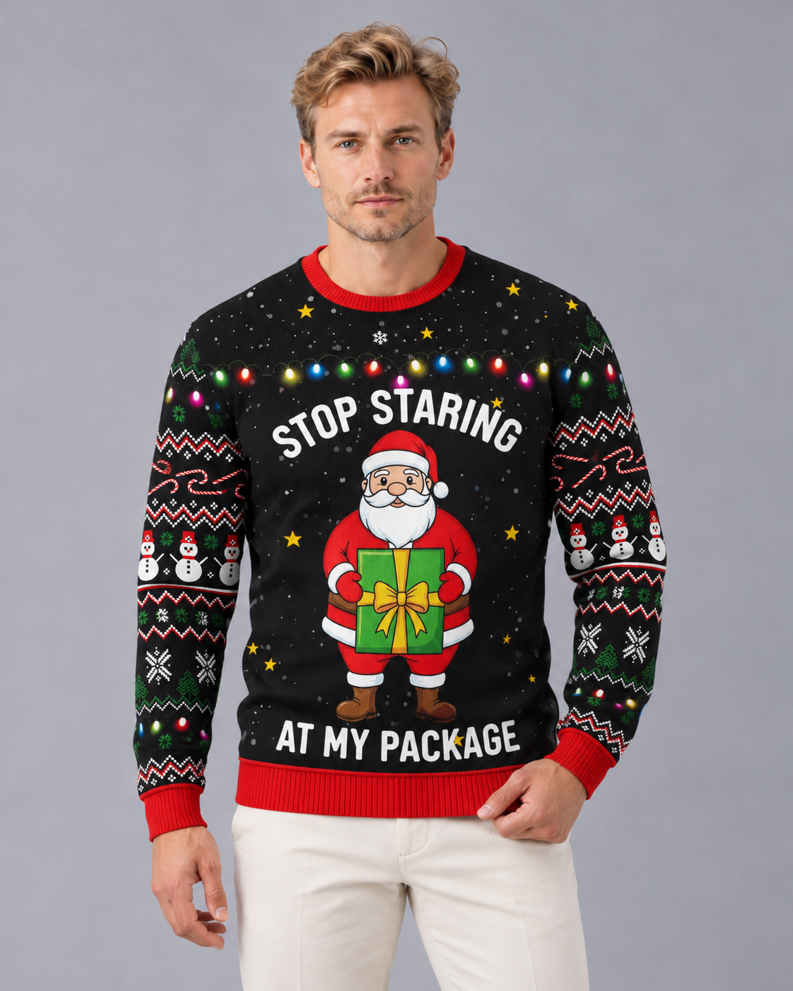 Men's Funny Christmas Jumper with Novelty Print | Festive Sweater