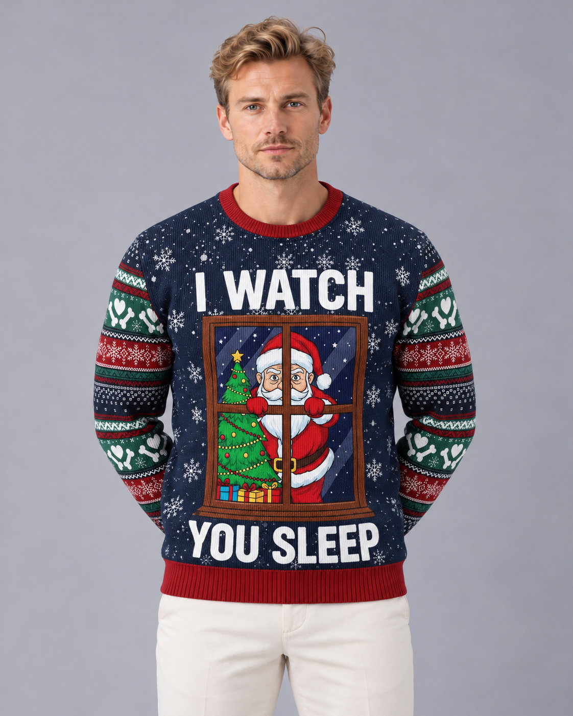 Men's Funny Christmas Jumper with Novelty Print | Festive Sweater