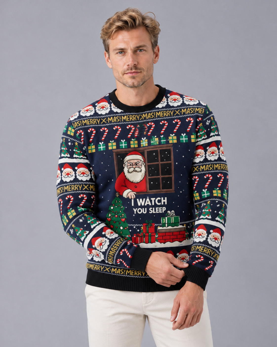 Men's Funny Christmas Jumper with Novelty Print | Festive Sweater