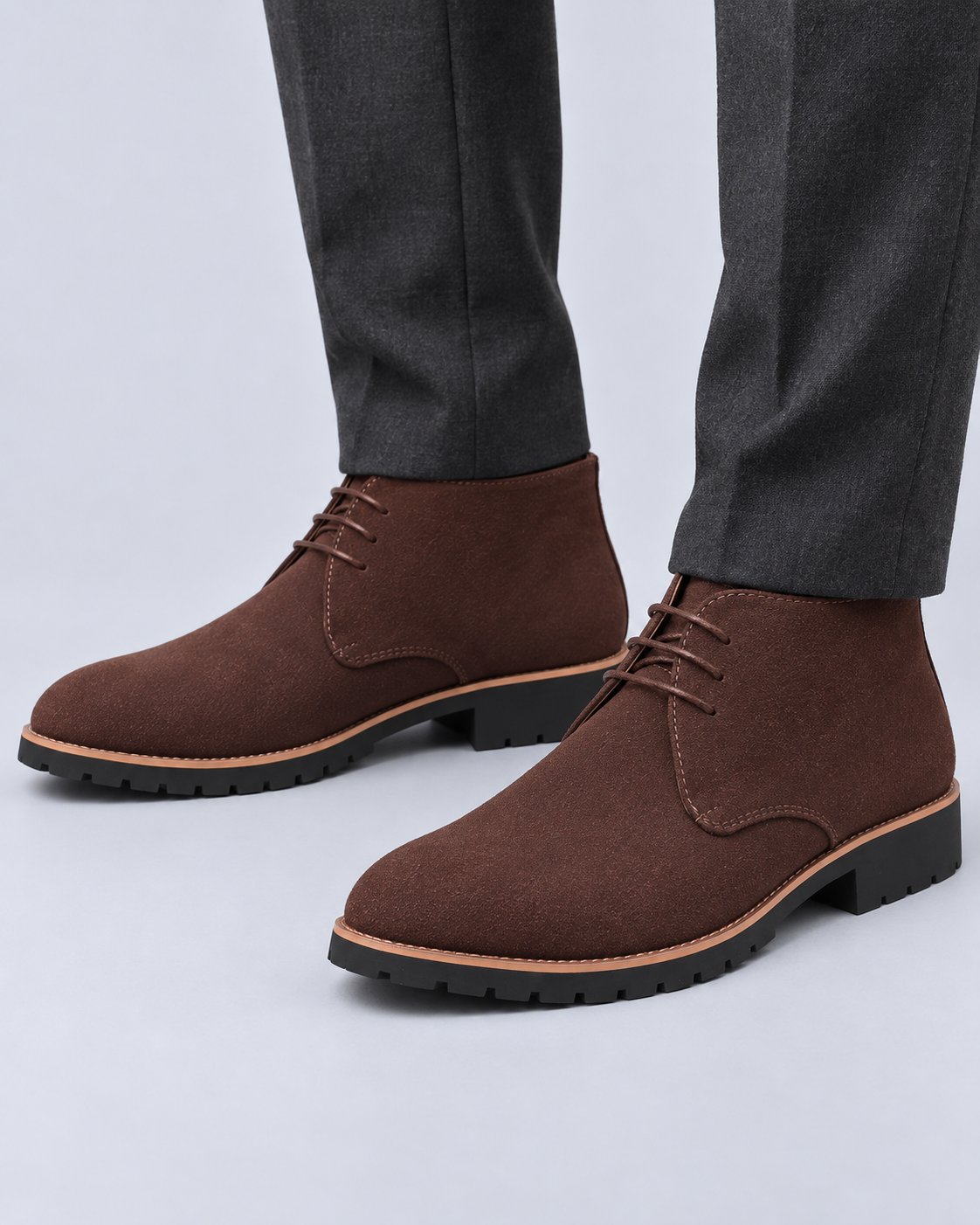 Men's Chukka Boots with Lace-Up Front and Chunky Grip Sole