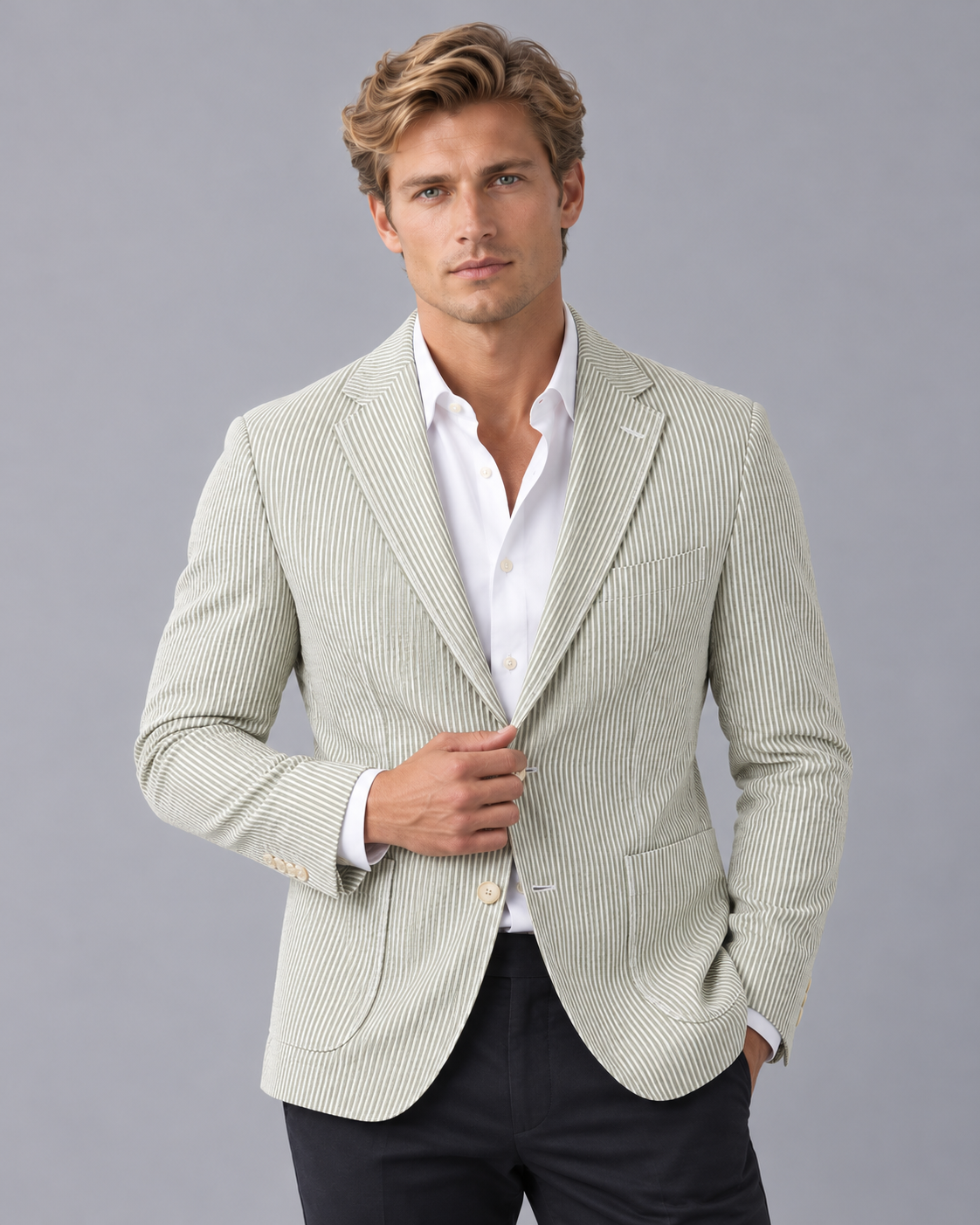 Men's Lightweight Striped Blazer