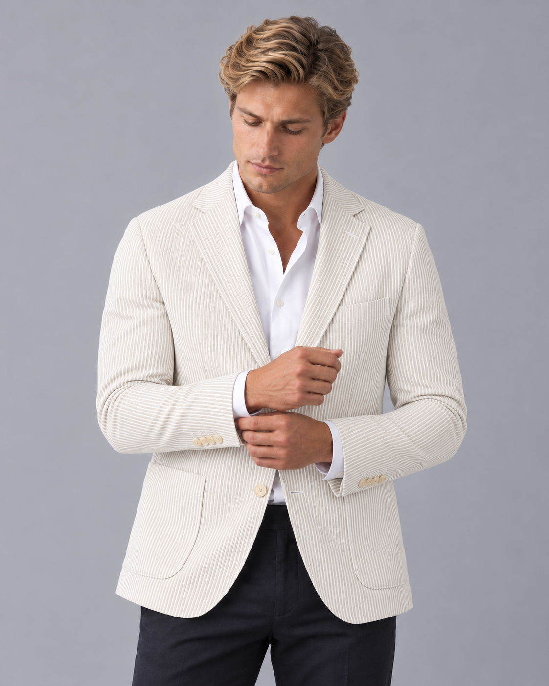 Men's Lightweight Striped Blazer