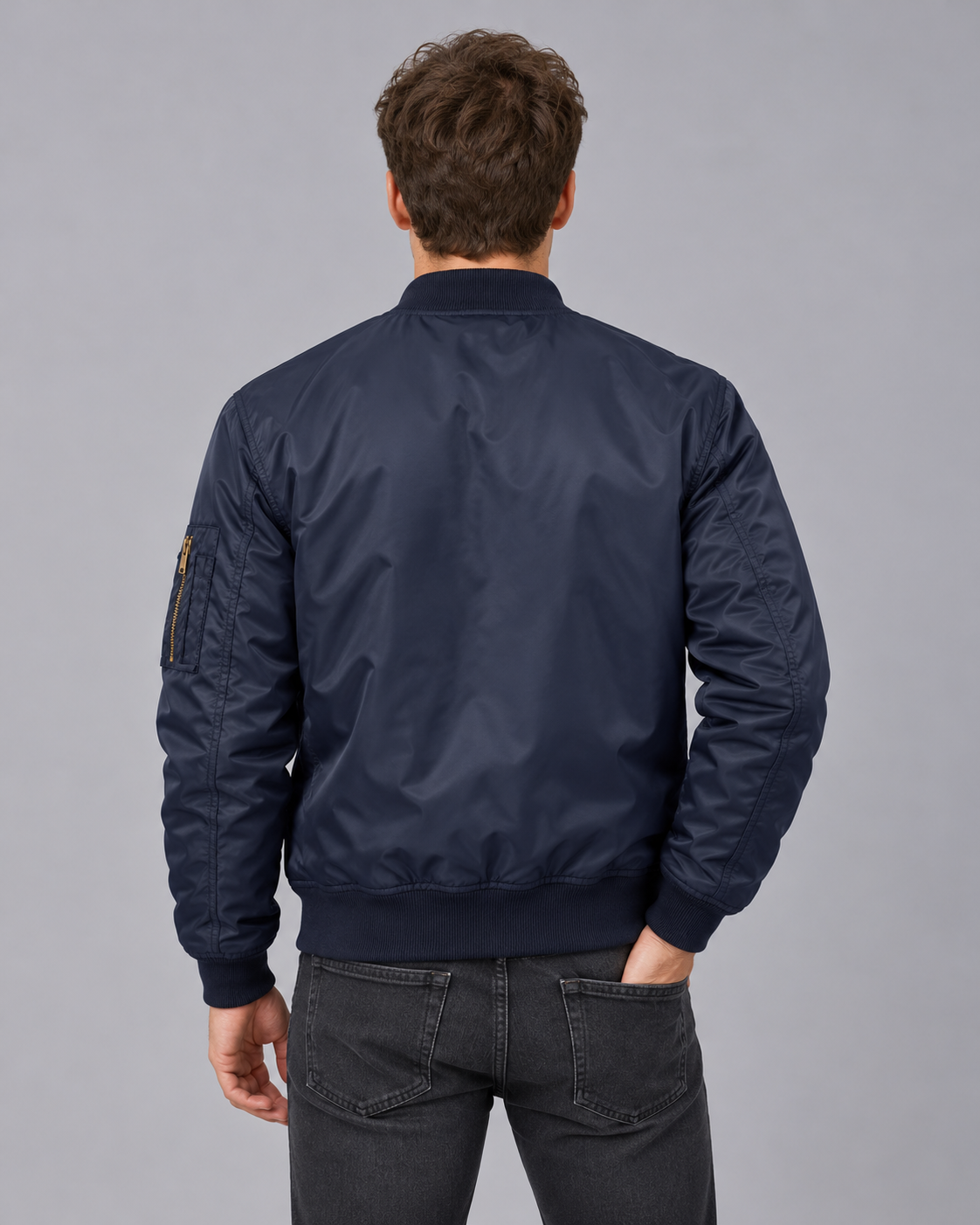 Men's Padded Bomber Jacket with Zip Pockets