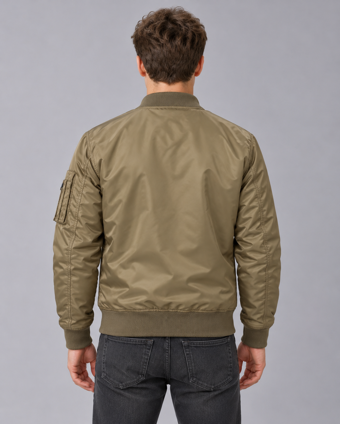 Men's Padded Bomber Jacket with Zip Pockets