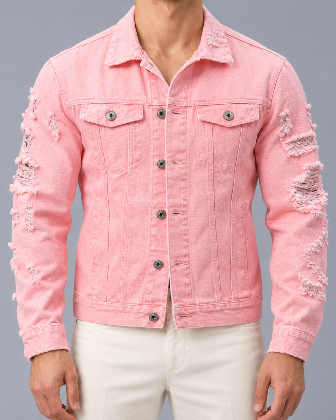 Men's Distressed Denim Jacket