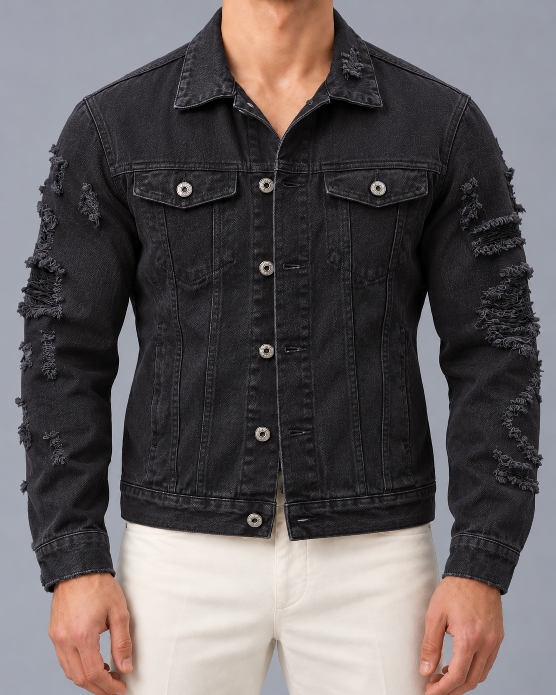 Men's Distressed Denim Jacket