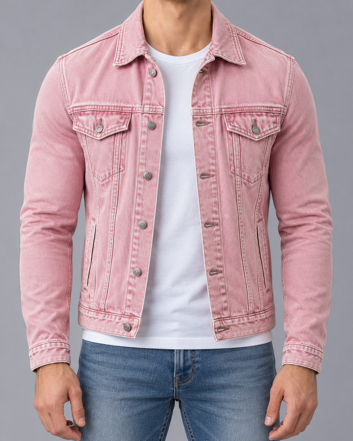Men's Pink Denim Jacket