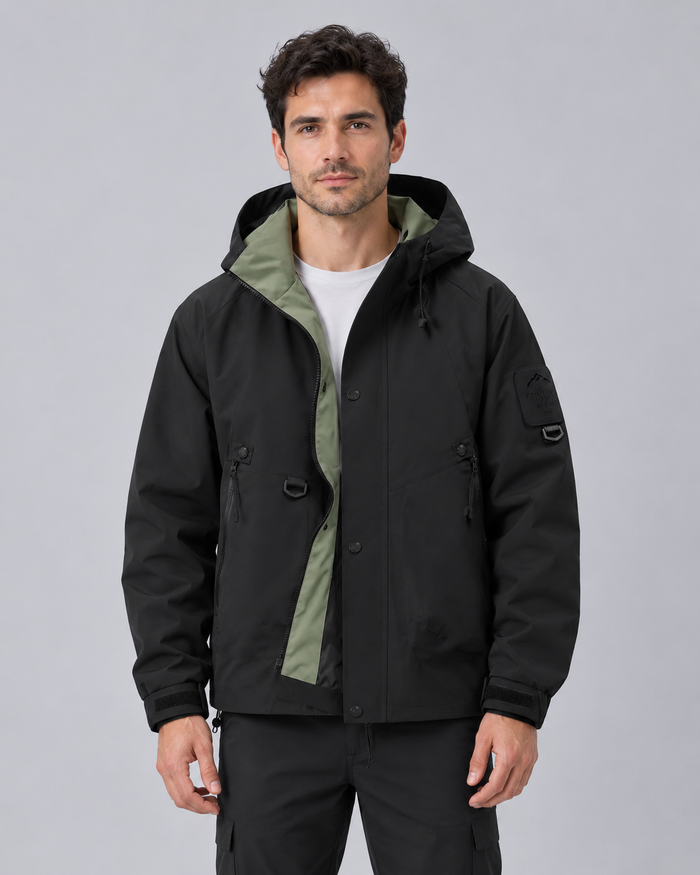 Men's Waterproof Rain Jacket with Hood – Lightweight, Adjustable Hood, Relaxed Fit