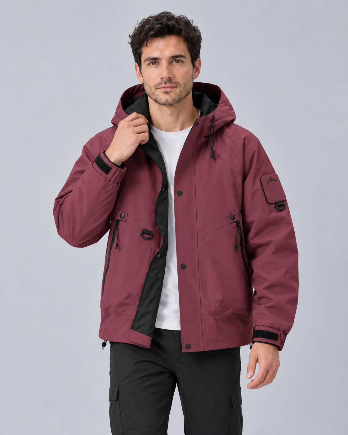 Men's Waterproof Rain Jacket with Hood – Lightweight, Adjustable Hood, Relaxed Fit