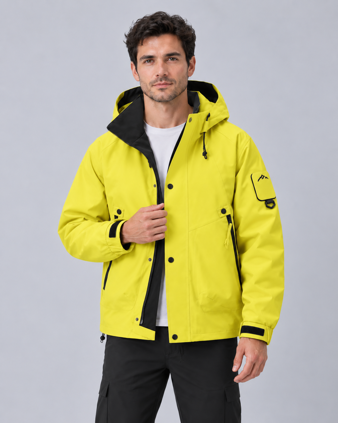 Men's Waterproof Rain Jacket with Hood – Lightweight, Adjustable Hood, Relaxed Fit