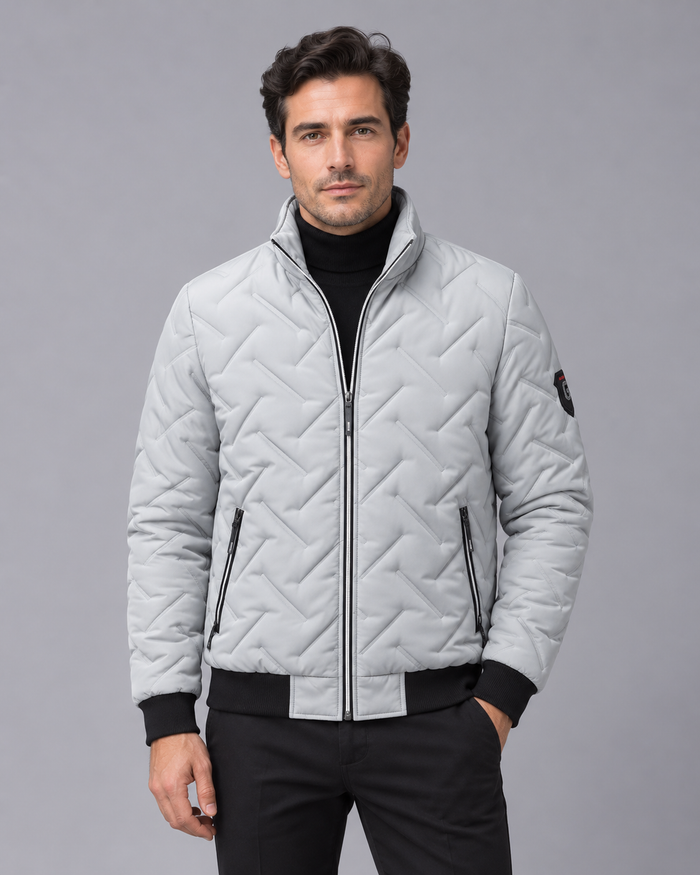 Men's Quilted Puffer Jacket | Lightweight High Collar Padded Coat