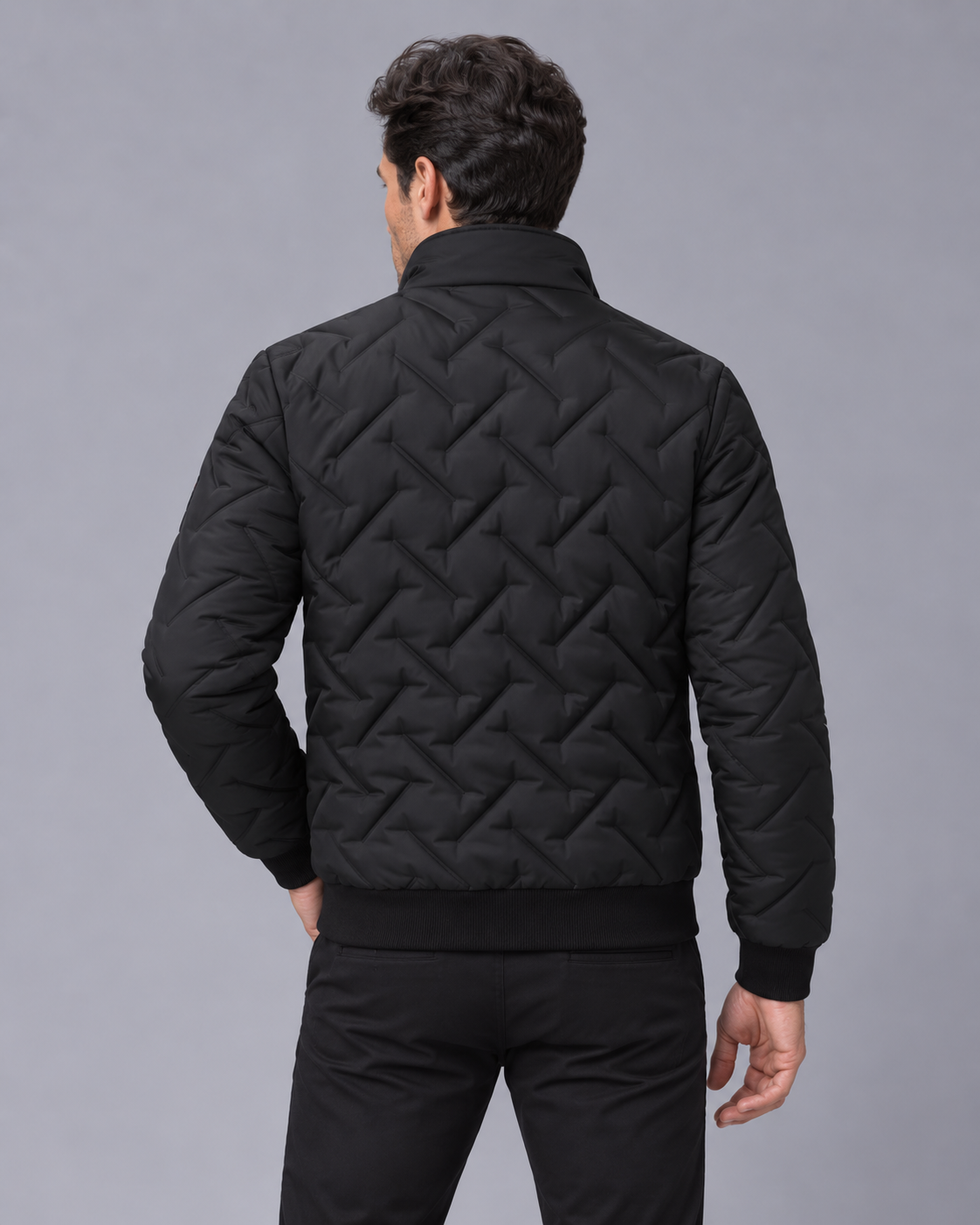 Men's Quilted Puffer Jacket | Lightweight High Collar Padded Coat