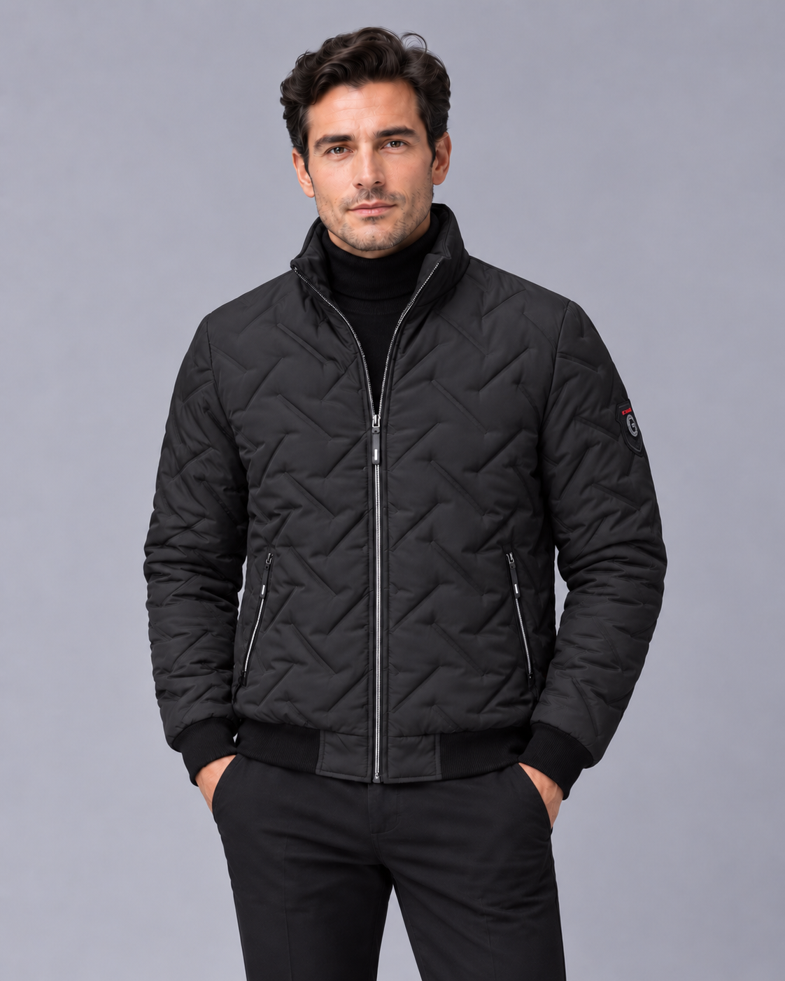 Men's Quilted Puffer Jacket | Lightweight High Collar Padded Coat