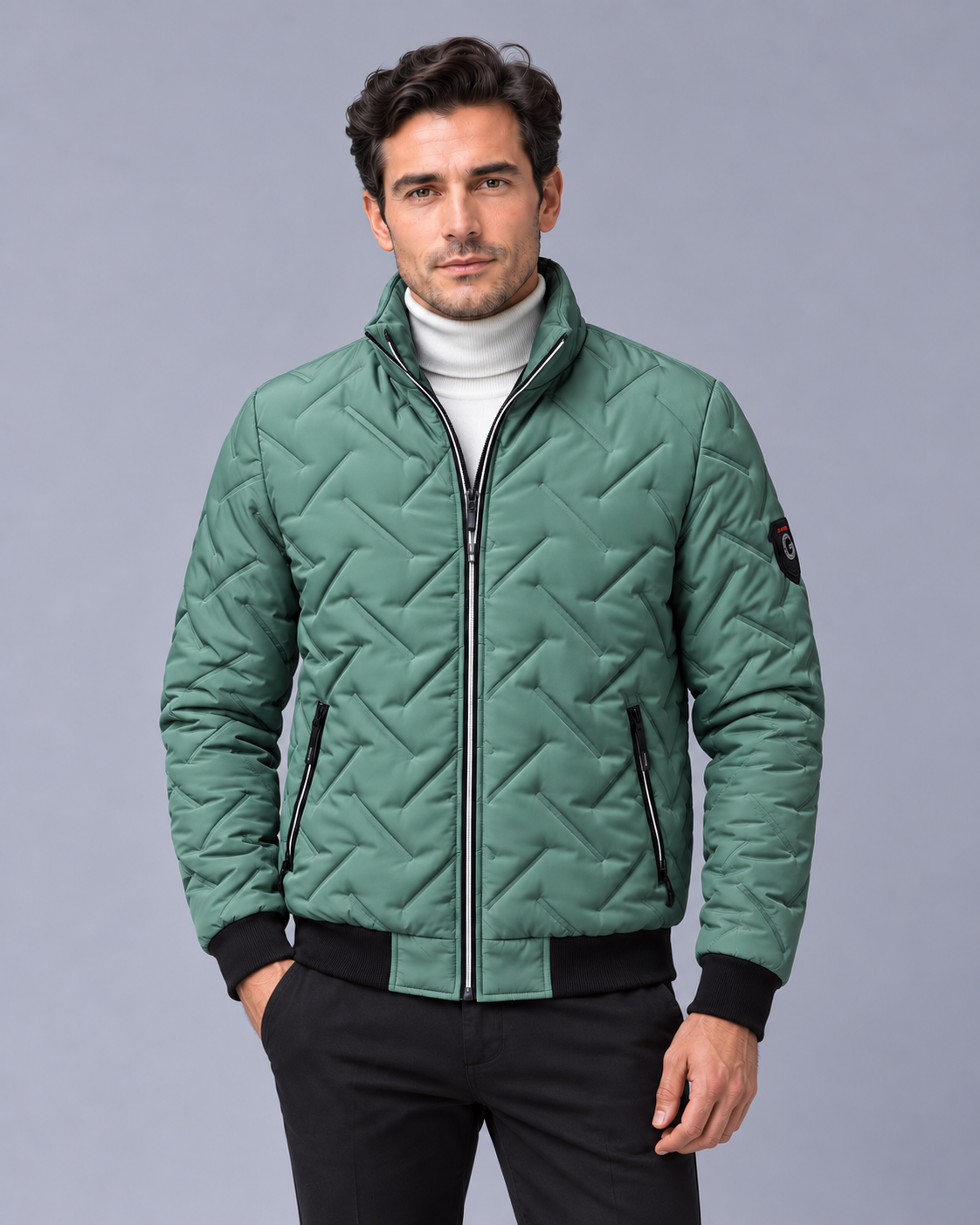 Men's Quilted Puffer Jacket | Lightweight High Collar Padded Coat