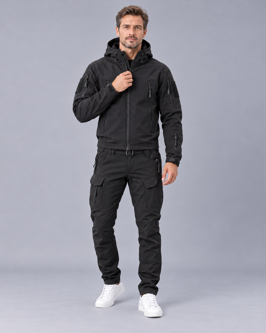 Men's Waterproof Jacket and Trousers Set – Fleece-Lined, Hooded, Windproof, 5000 mm