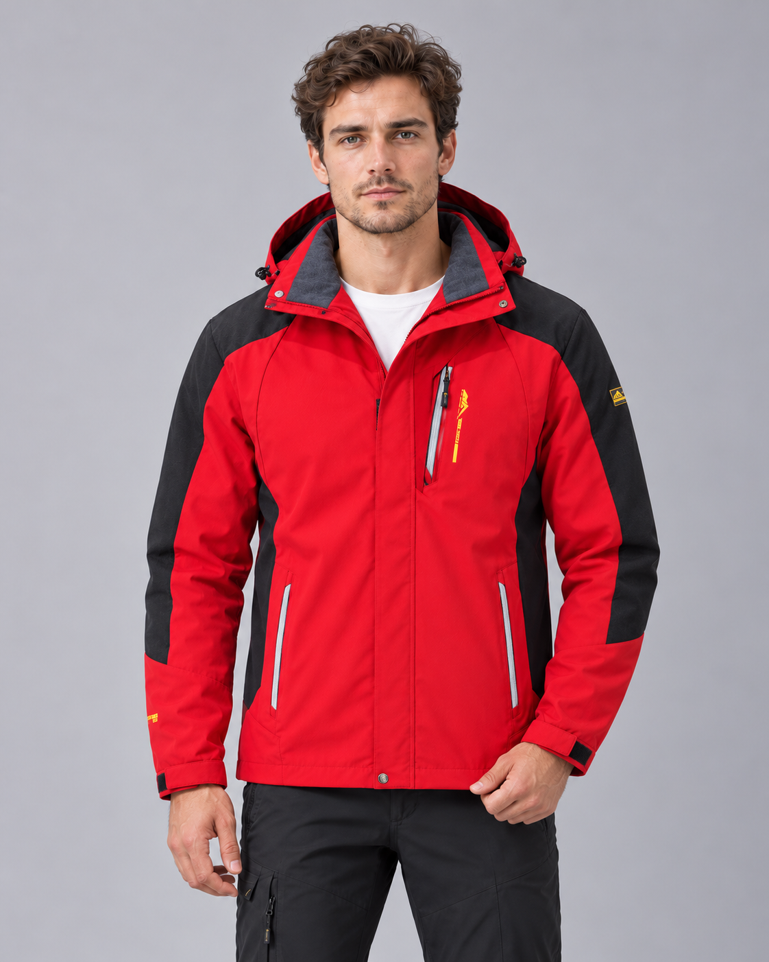 Men's Waterproof Hiking Jacket with Hood – Breathable, Windproof, Mesh Lined, Up to 6XL