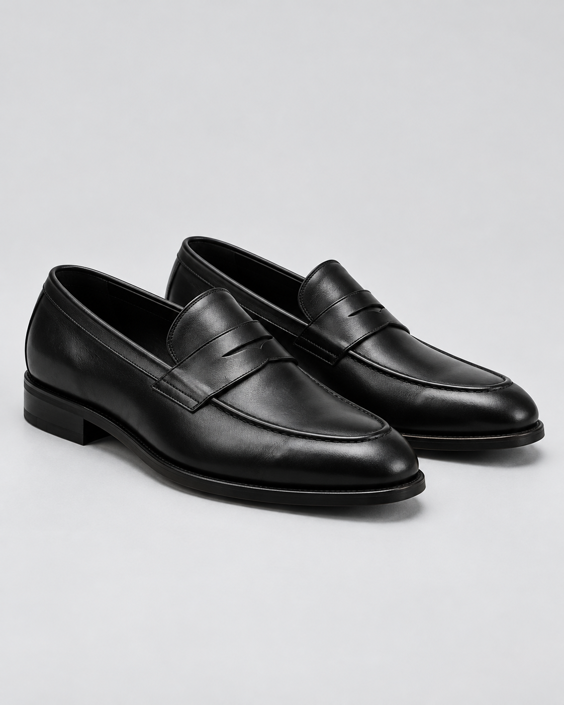 Men's Penny Loafers – Slip-On with Saddle Strap, Structured Upper, Polished Finish, Low Heel