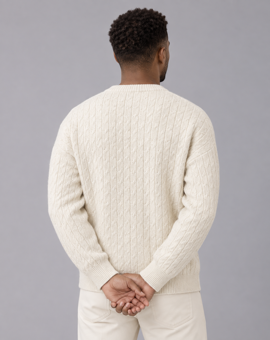 Men's Cable Knit Cardigan – Crew Neck, Six-Button Front, Relaxed Fit