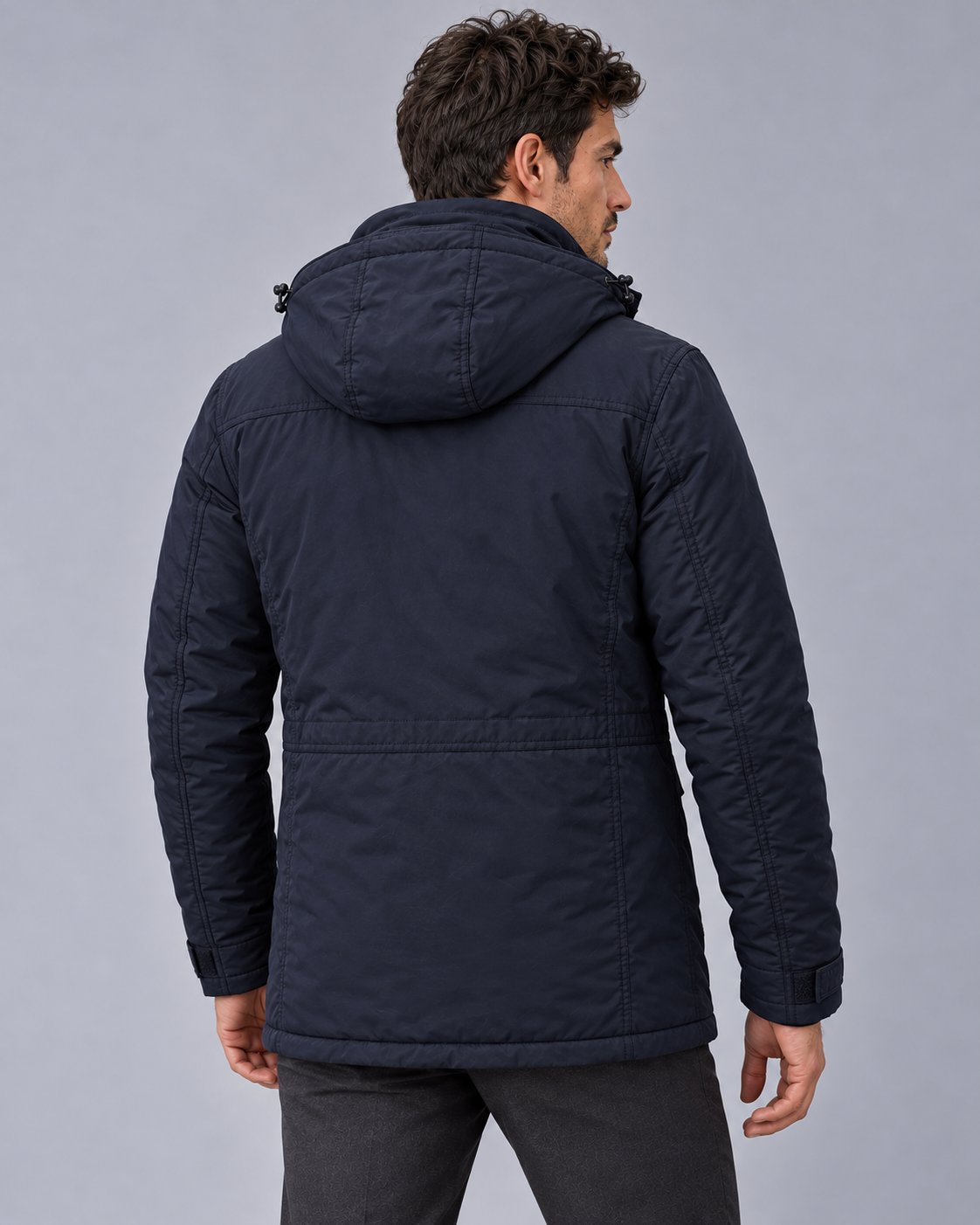 Men's Hooded Parka Coat with Pockets