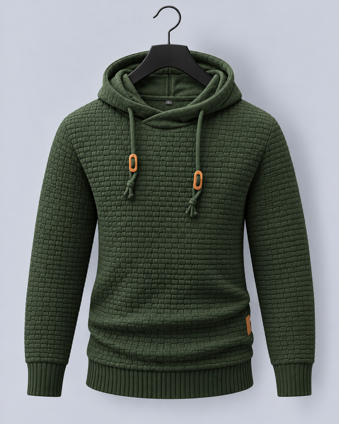 Men's Textured Hoodie with Contrast Drawstrings