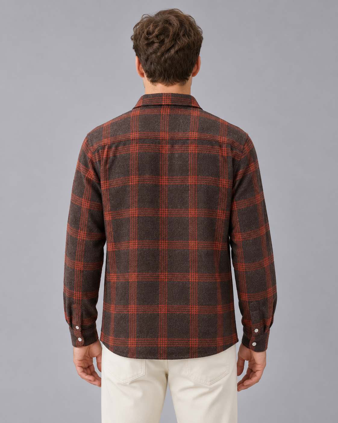 Men's Check Shirt – Long Sleeve, Button-Up, Chest Pocket, Relaxed Fit