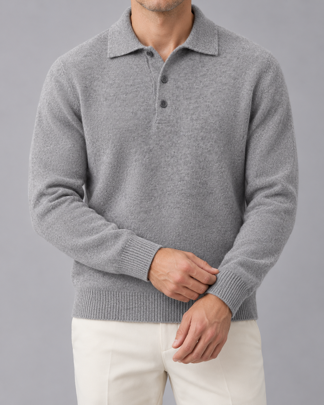 Men's Cashmere with Polo Collar