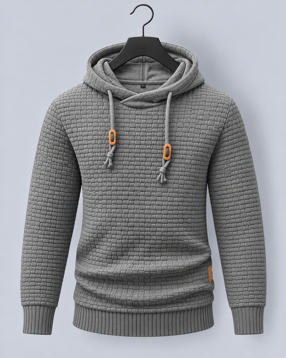 Men's Textured Hoodie with Contrast Drawstrings