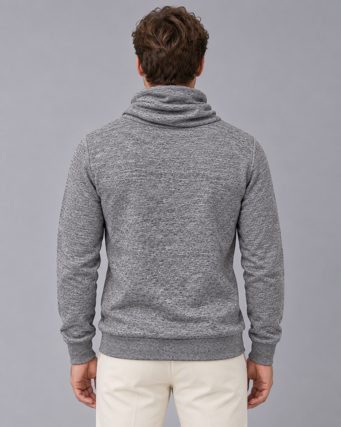 Men's Roll Neck Jumper with Button Detail