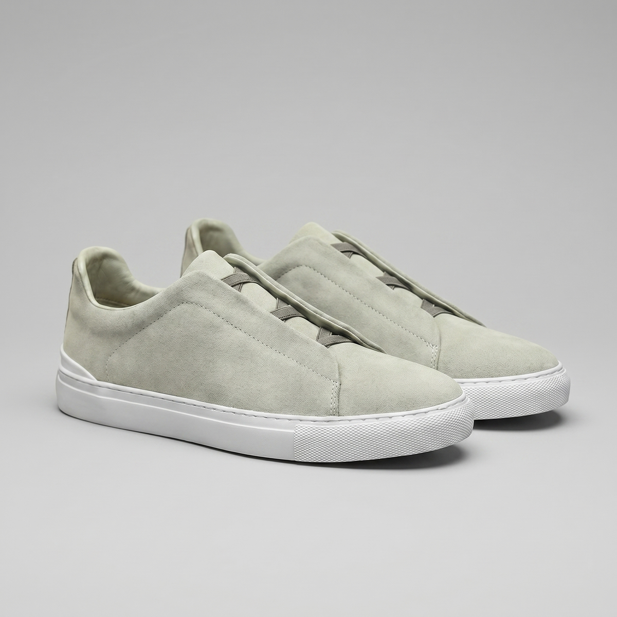 Men's Suede Slip-On Trainers – Laceless Low-Top Sneakers with Elastic Straps and Rubber Cupsole
