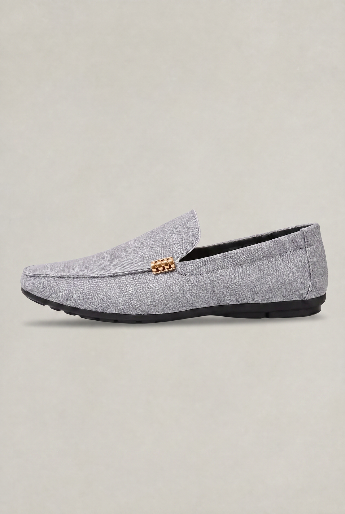 Men's Canvas Slip-On Loafers with Metal Detail