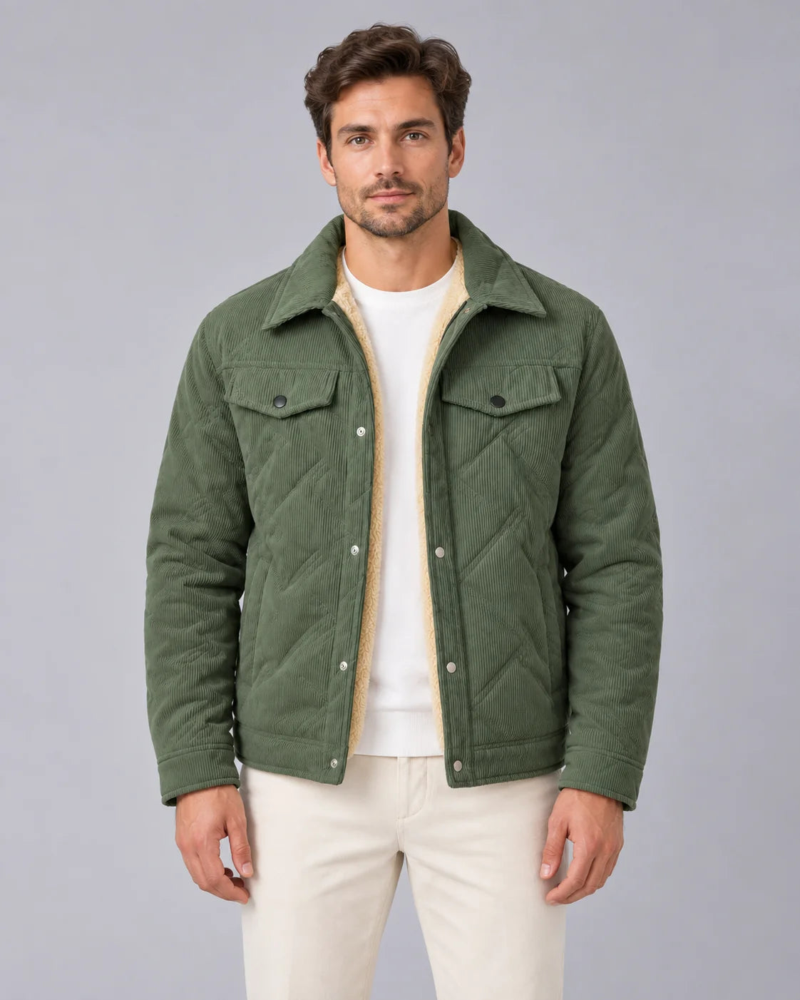 Men's Corduroy Padded Jacket | Stylish Vintage Winter Coat with Thick Padding 0